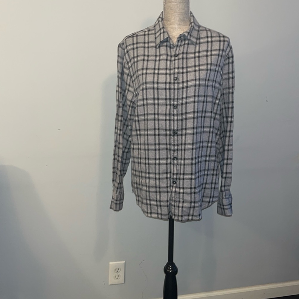 Cloudveil Mens Flannel Plaid Shirt Large Gray Button Up
Long Sleeve